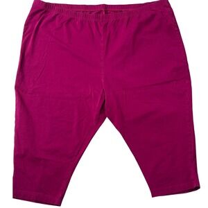 Woman Within Basic Purple Capri Stretch Pants Elastic Waist Women's Size 4X